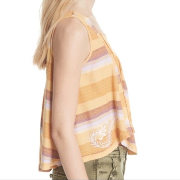 Free People Vintage Stripe Swing Top Tank Gold Combo Medium - Picture 14 of 15